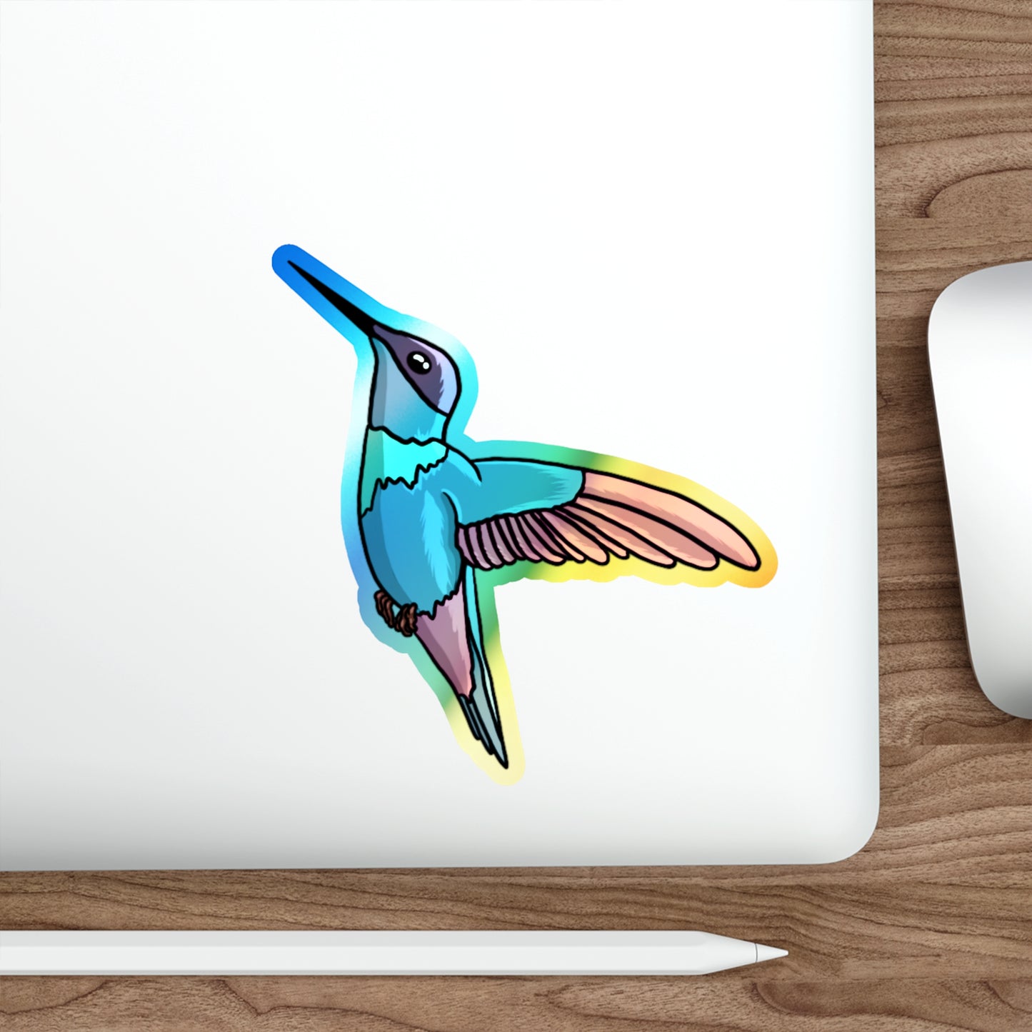 Humming bird Holographic Die-cut Sticker Paper products Printify   