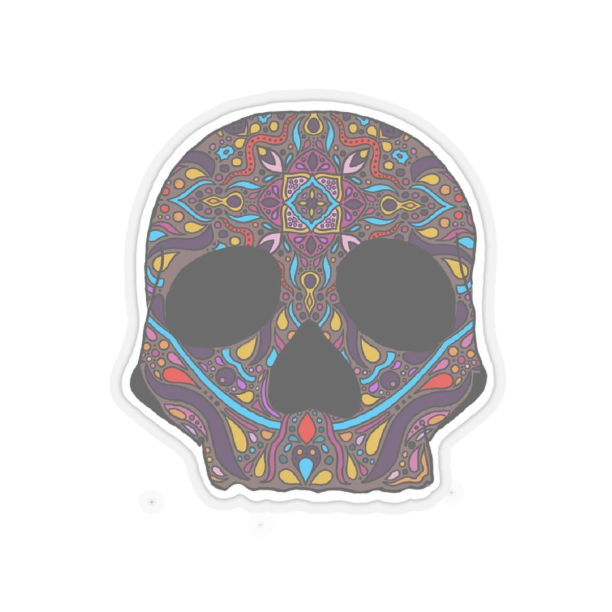 Skull mandala Kiss-Cut Sticker Paper products Printify   