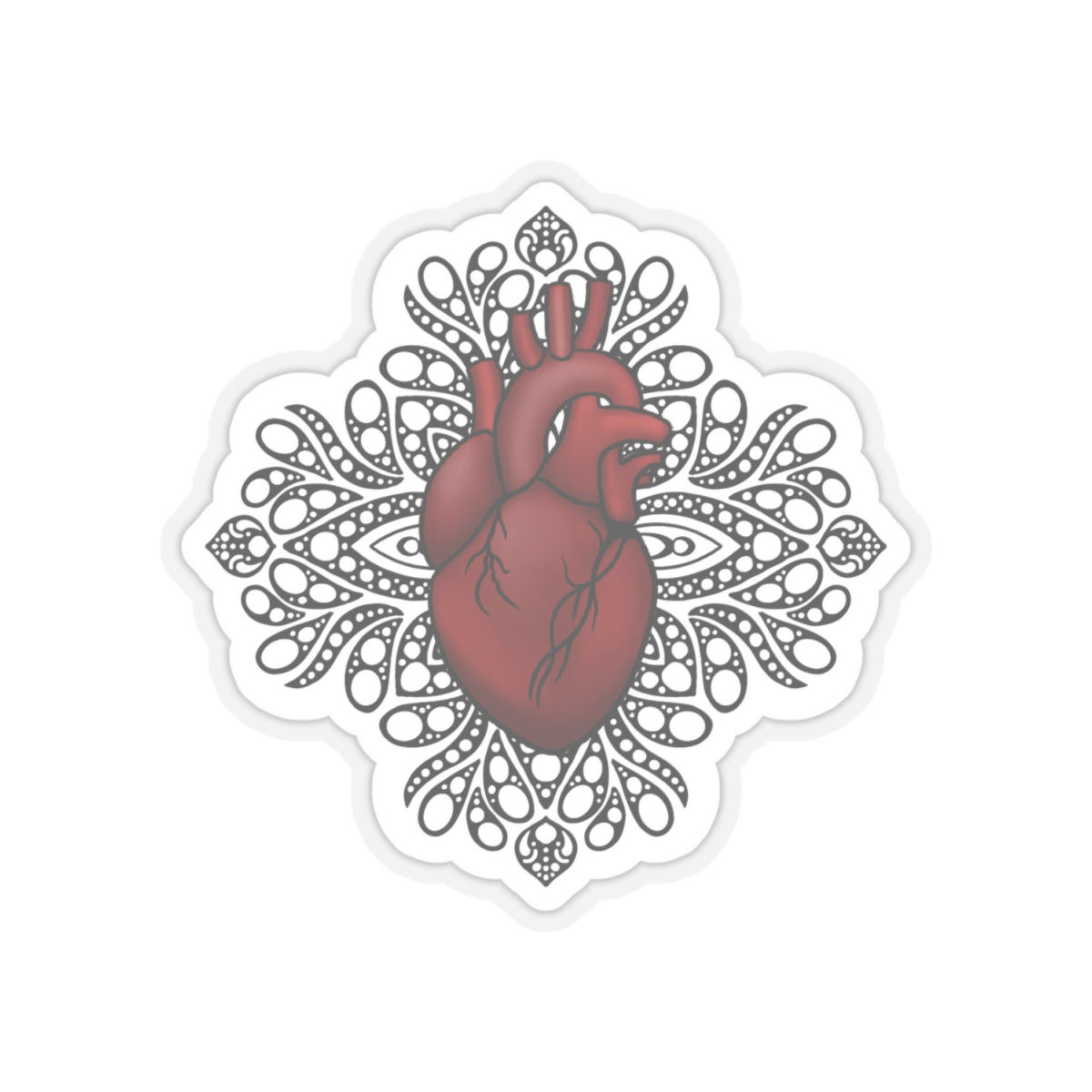 Anatomical heart mandala Kiss-Cut Sticker Paper products Printify   