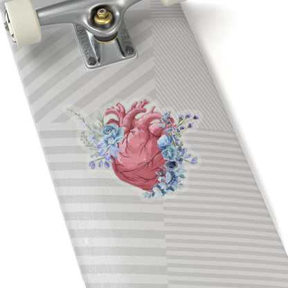 Floral anatomical heart Kiss-Cut Sticker