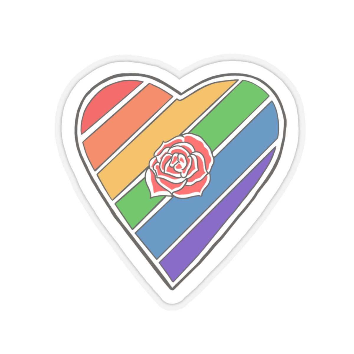 Rainbow heart Kiss-Cut Sticker Paper products Printify   