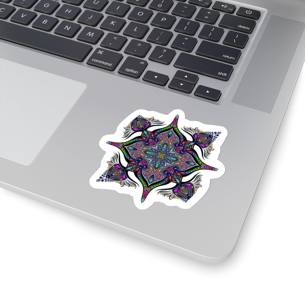 Rainbow mandala Kiss-Cut Sticker Paper products Printify 3" × 3" White 