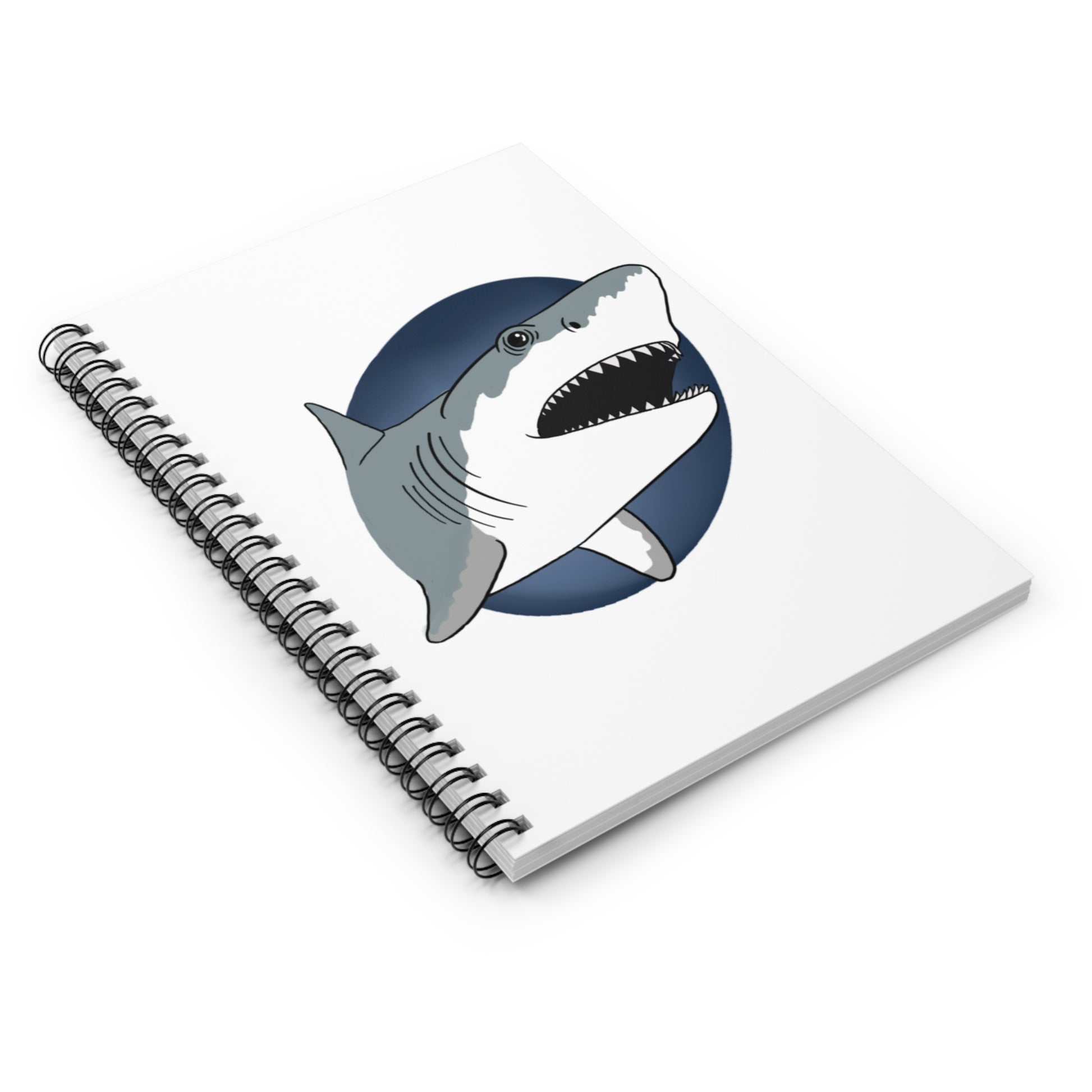 Great White Shark Spiral Notebook - Ruled Line Paper products Printify   