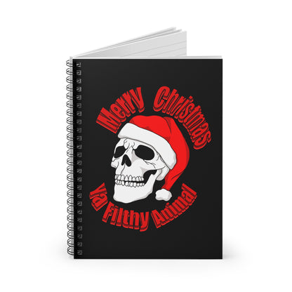 Merry christmas ya filthy animal Spiral Notebook - Ruled Line Paper products Printify   