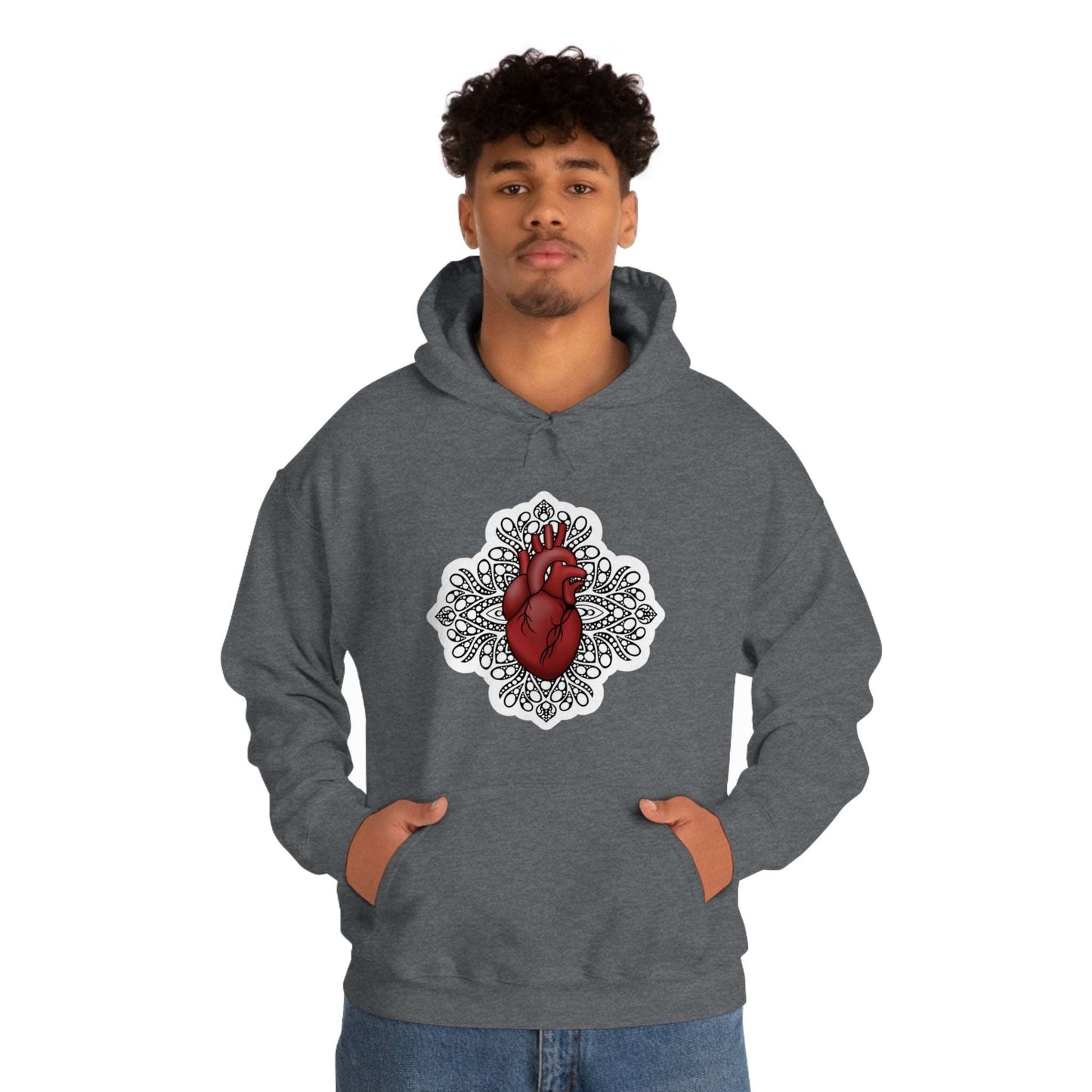 Anatomical Heart Mandala Unisex Heavy Blend™ Hooded Sweatshirt Hoodie Printify   