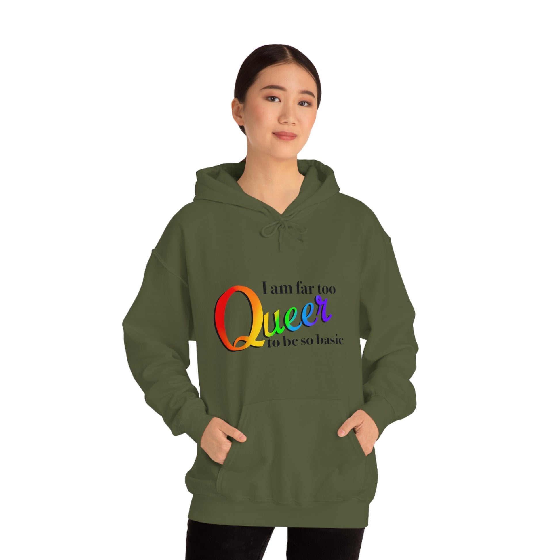 Far too queer Pride Unisex Heavy Blend™ Hooded Sweatshirt Hoodie Printify   