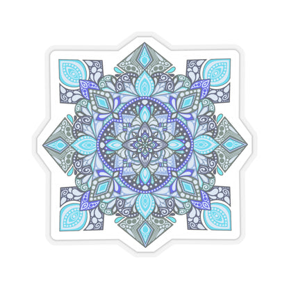 Bright blue mandala Kiss-Cut Sticker Paper products Printify   