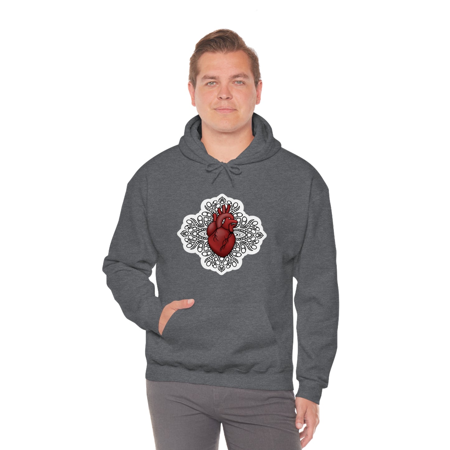 Anatomical Heart Mandala Unisex Heavy Blend™ Hooded Sweatshirt Hoodie Printify   