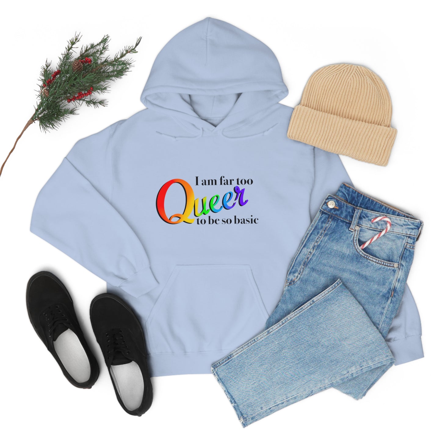 Far too queer Pride Unisex Heavy Blend™ Hooded Sweatshirt Hoodie Printify   