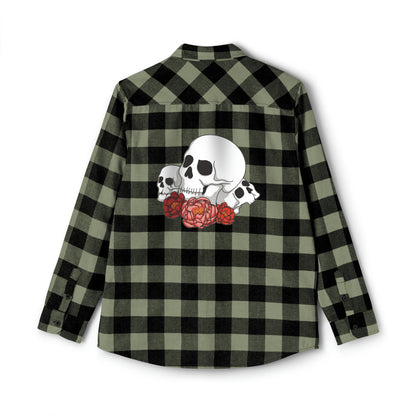 Skull and flowers flannel Long-sleeve Printify   