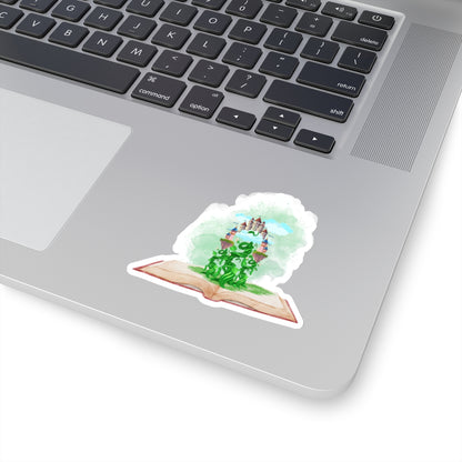 Beanstalk castle fantasy book Kiss-Cut Sticker Paper products Printify 3" × 3" White 