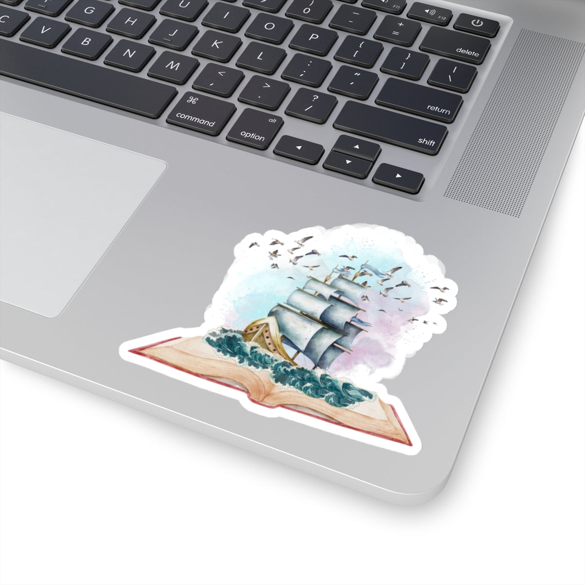 Sailing fantasy book Kiss-Cut Sticker Paper products Printify 4" × 4" White 