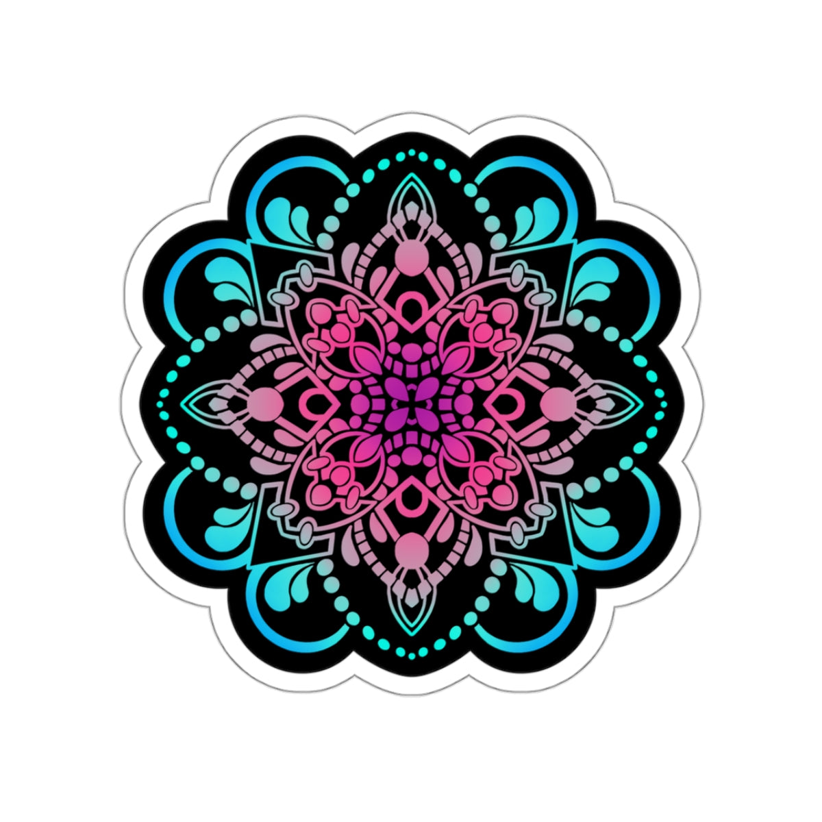 Pink and Turquoise mandala Kiss-Cut Sticker Paper products Printify   