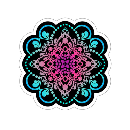 Pink and Turquoise mandala Kiss-Cut Sticker Paper products Printify   