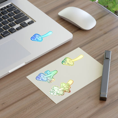 Froggies and mushroom Sticker Sheets Paper products Printify 6" × 4" Holographic Die-Cut