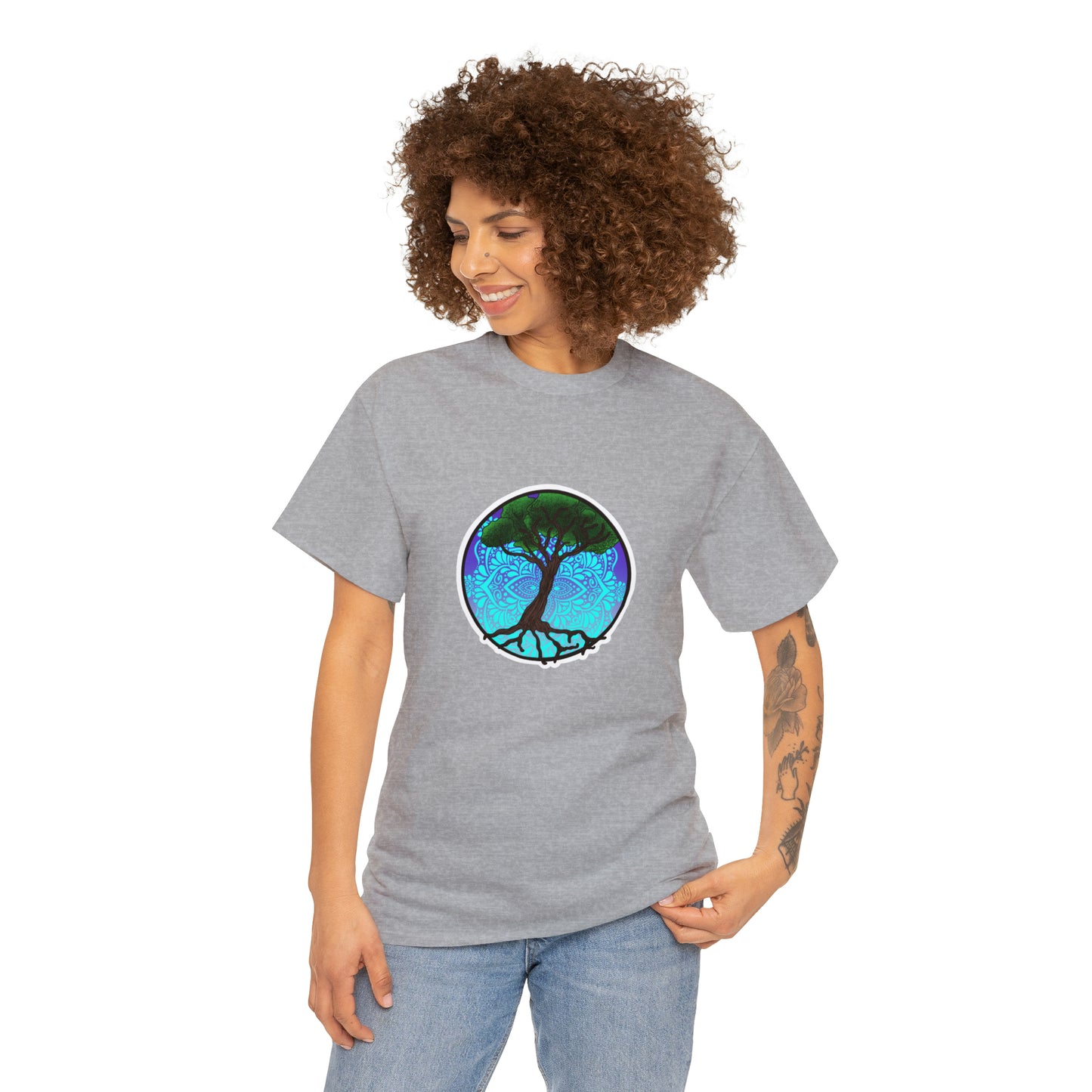 Tree of life Mandala Unisex Heavy Cotton Tee T-Shirt Printify   