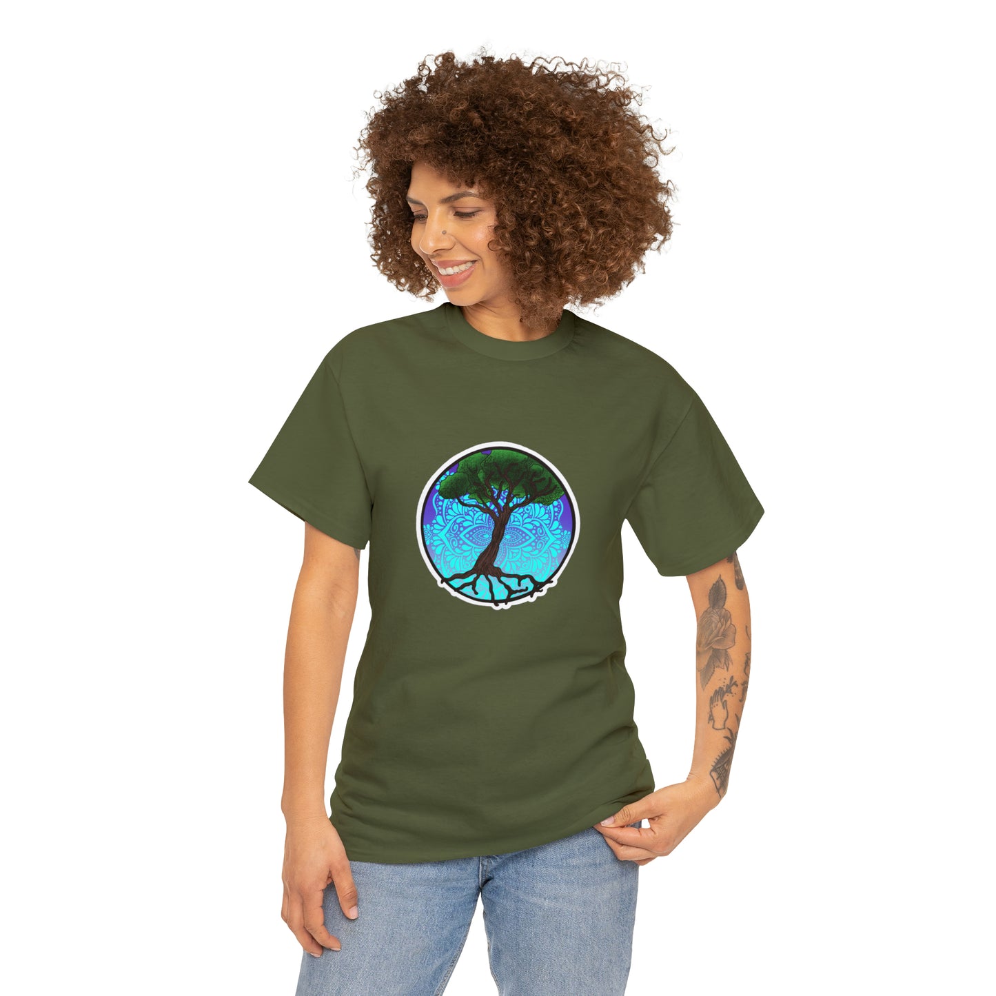 Tree of life Mandala Unisex Heavy Cotton Tee T-Shirt Printify   