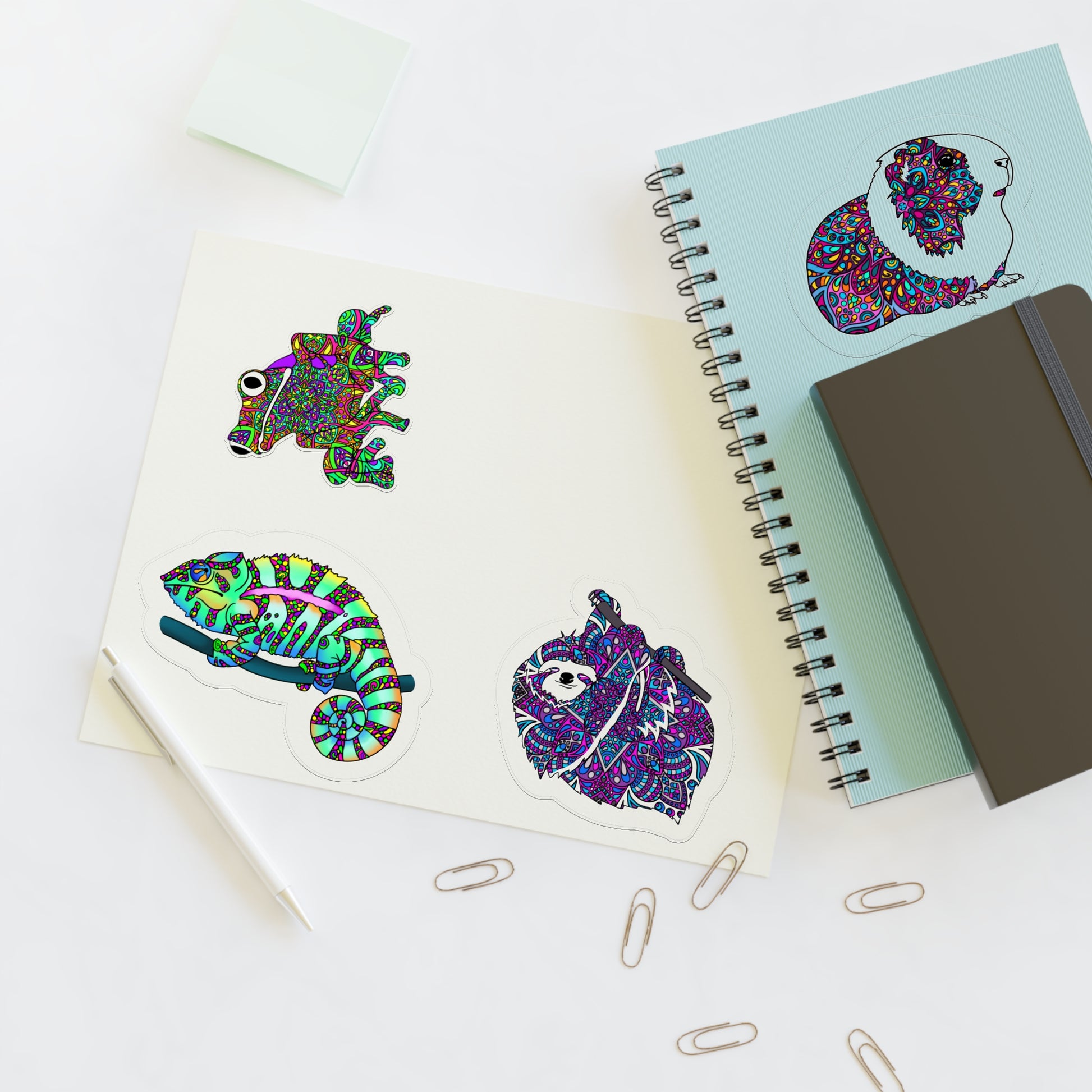 Mandala Animals Sticker Sheets Paper products Printify   