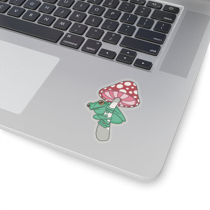 Frog under a toadstool Kiss-Cut Sticker Paper products Printify 3" × 3" Transparent 