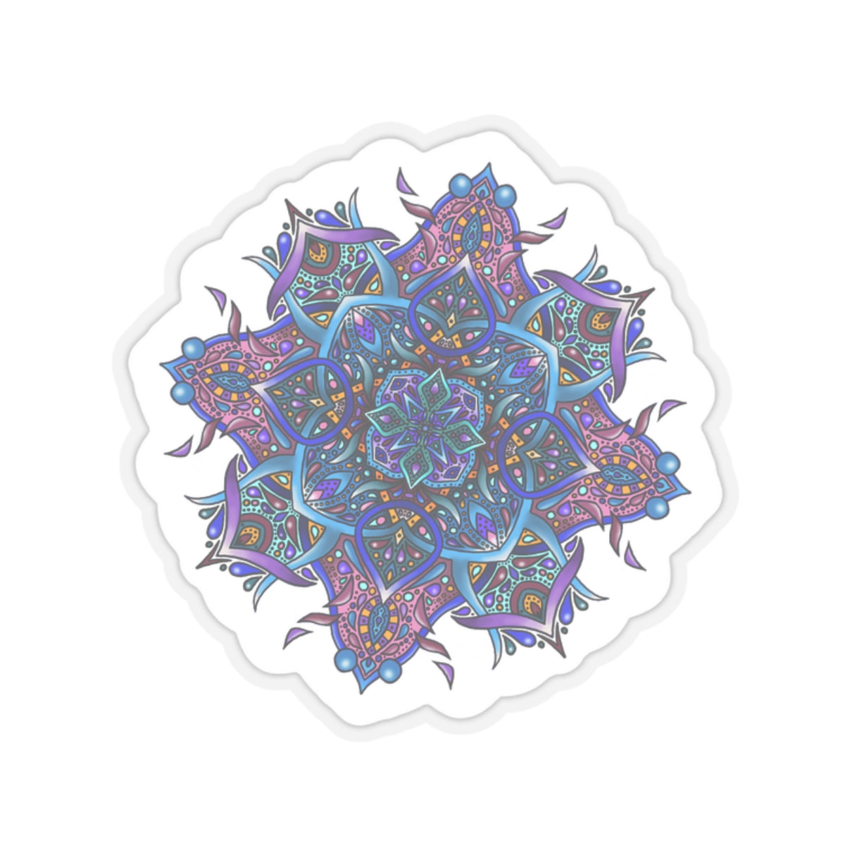 Purple and turquoise mandala Kiss-Cut Sticker Paper products Printify   