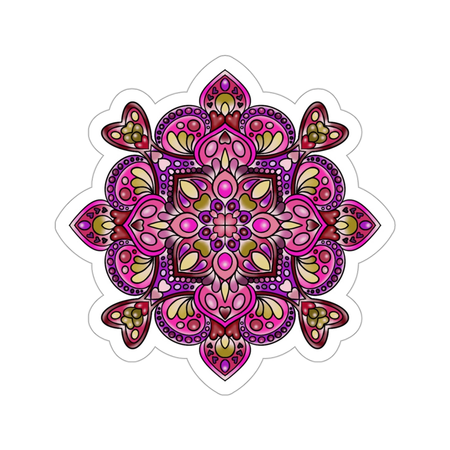 Pink Mandala Kiss-Cut Sticker Paper products Printify 3" × 3" White 