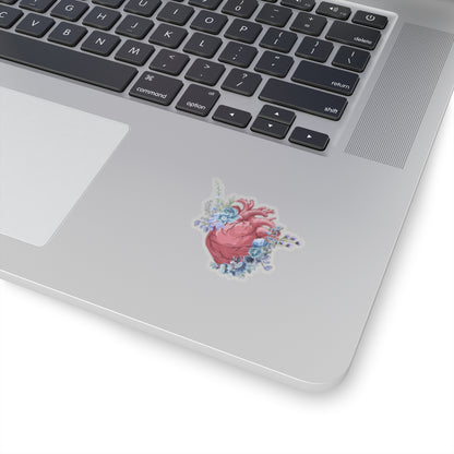 Floral anatomical heart Kiss-Cut Sticker