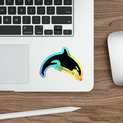 Orca Animal of the year Holographic Die-cut Sticker Paper products Printify 4" × 4" Die-Cut Holographic