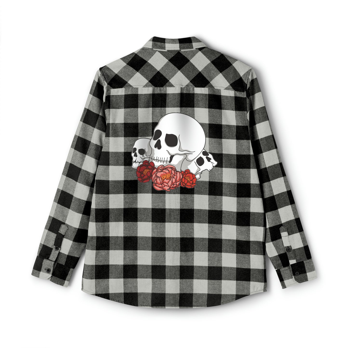 Skull and flowers flannel Long-sleeve Printify   