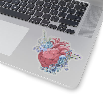 Floral anatomical heart Kiss-Cut Sticker