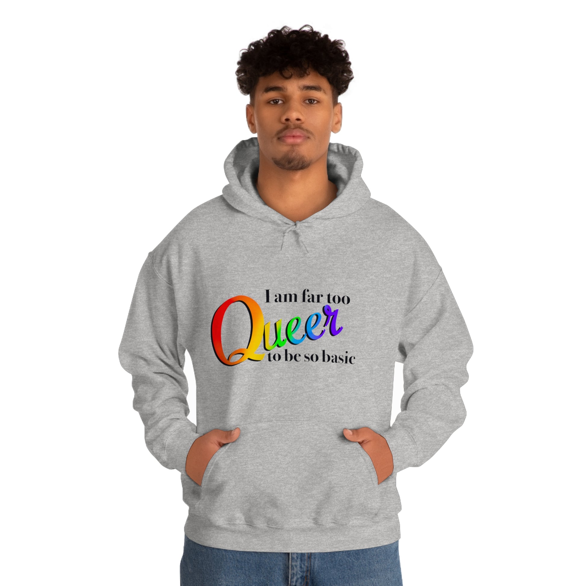 Far too queer Pride Unisex Heavy Blend™ Hooded Sweatshirt Hoodie Printify   