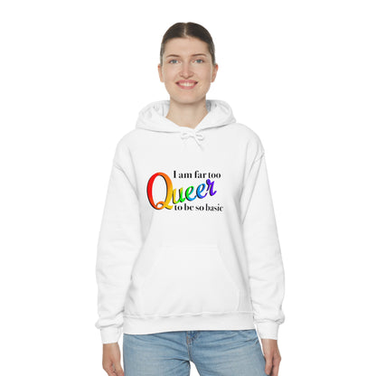 Far too queer Pride Unisex Heavy Blend™ Hooded Sweatshirt Hoodie Printify White S 