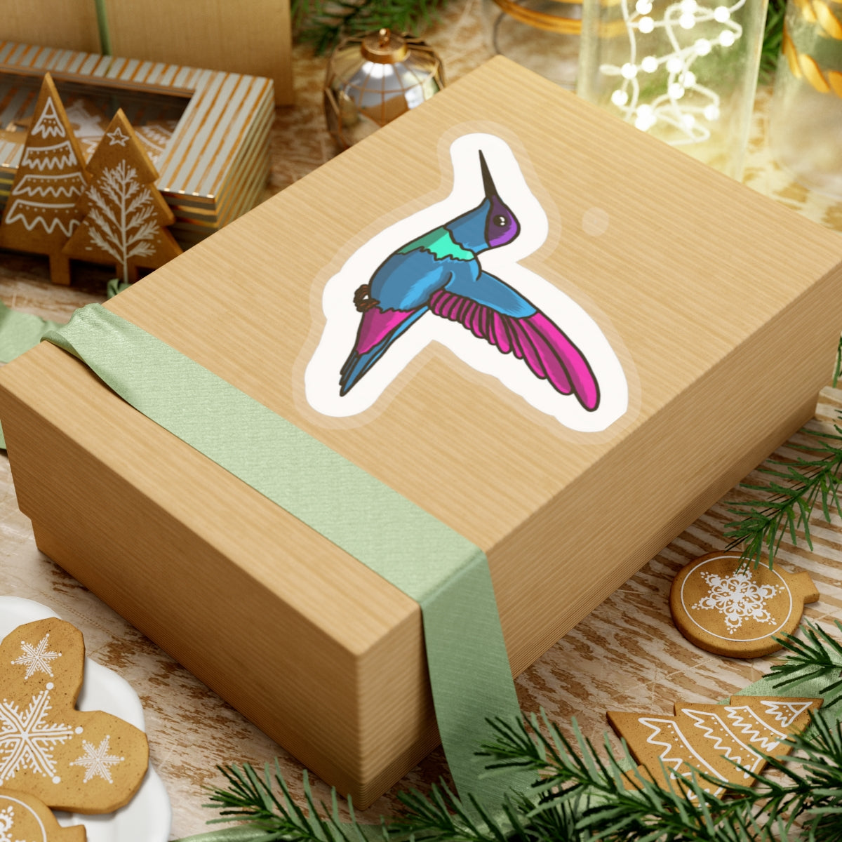 Hummingbird Kiss-Cut Sticker Paper products Printify   