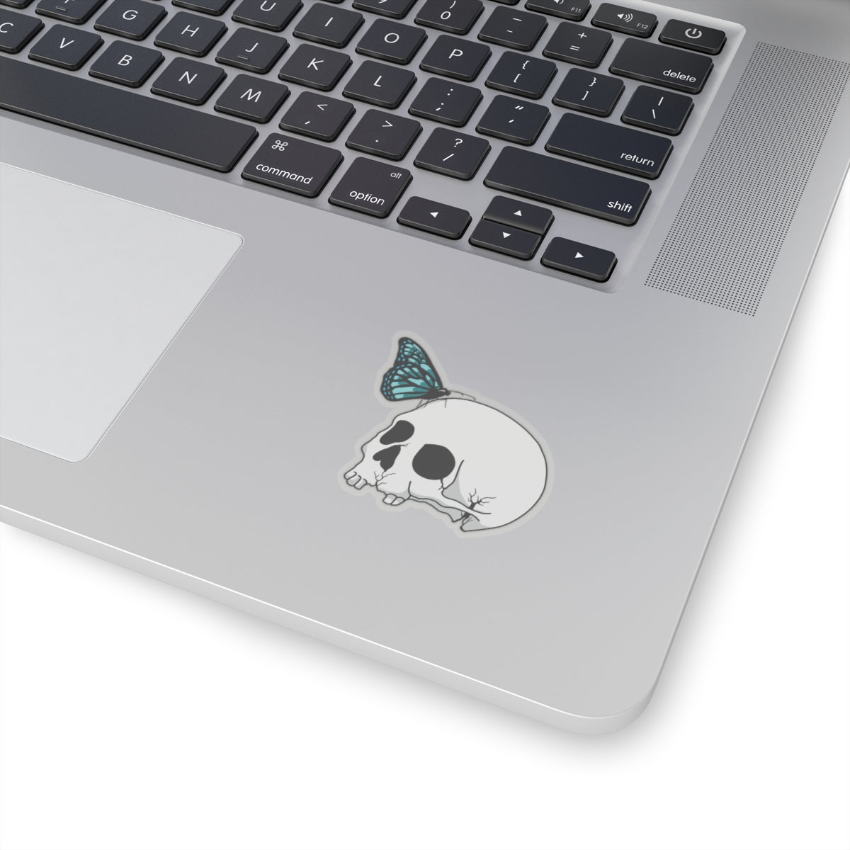 Skull and butterfly Kiss-Cut Stickers Paper products Printify 2" × 2" Transparent 