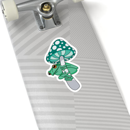 Frog and Mushroom Sticker Paper products Printify 6" × 6" White 