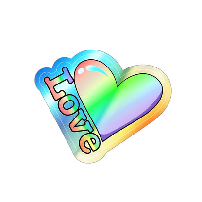 Pride love rainbow Holographic Die-cut Sticker Paper products Printify   