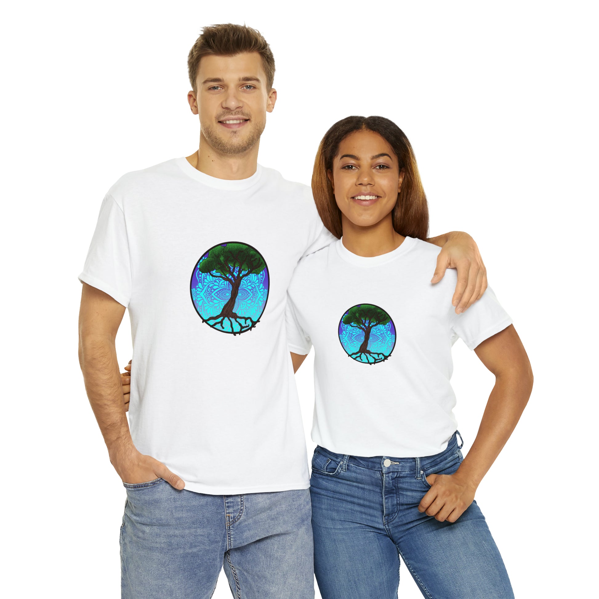 Tree of life Mandala Unisex Heavy Cotton Tee T-Shirt Printify   