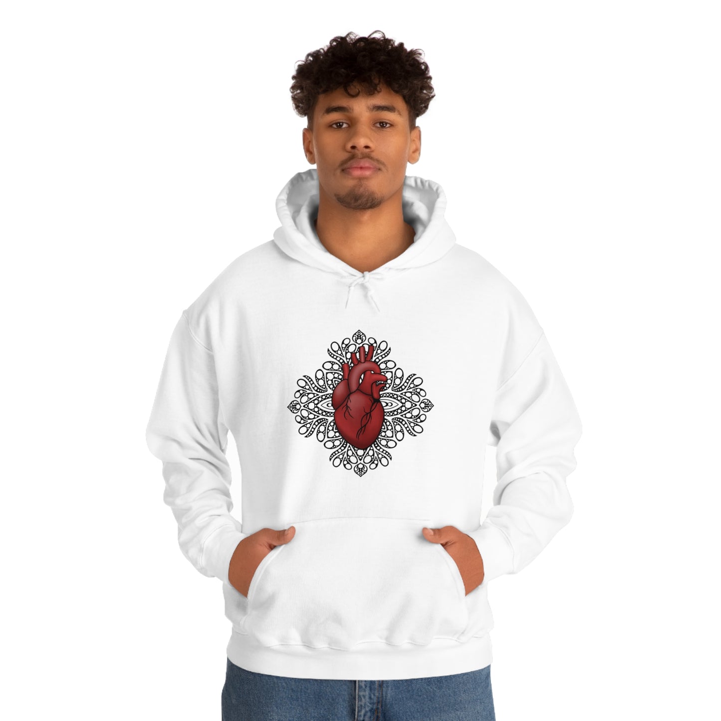 Anatomical Heart Mandala Unisex Heavy Blend™ Hooded Sweatshirt Hoodie Printify   