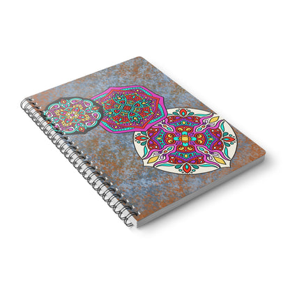 Three Mandalas Wire bound Softcover Notebook, A5 Paper products Printify   