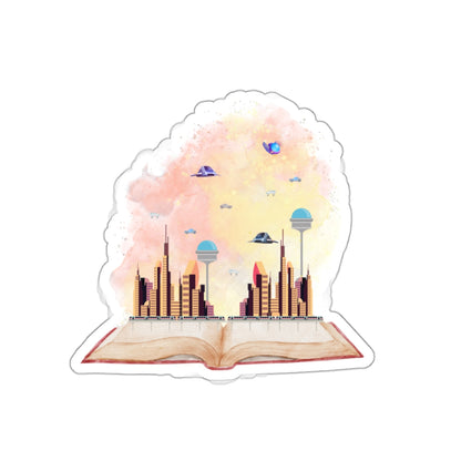 Sci-Fi futuristic fantasy book Kiss-Cut Sticker Paper products Printify   