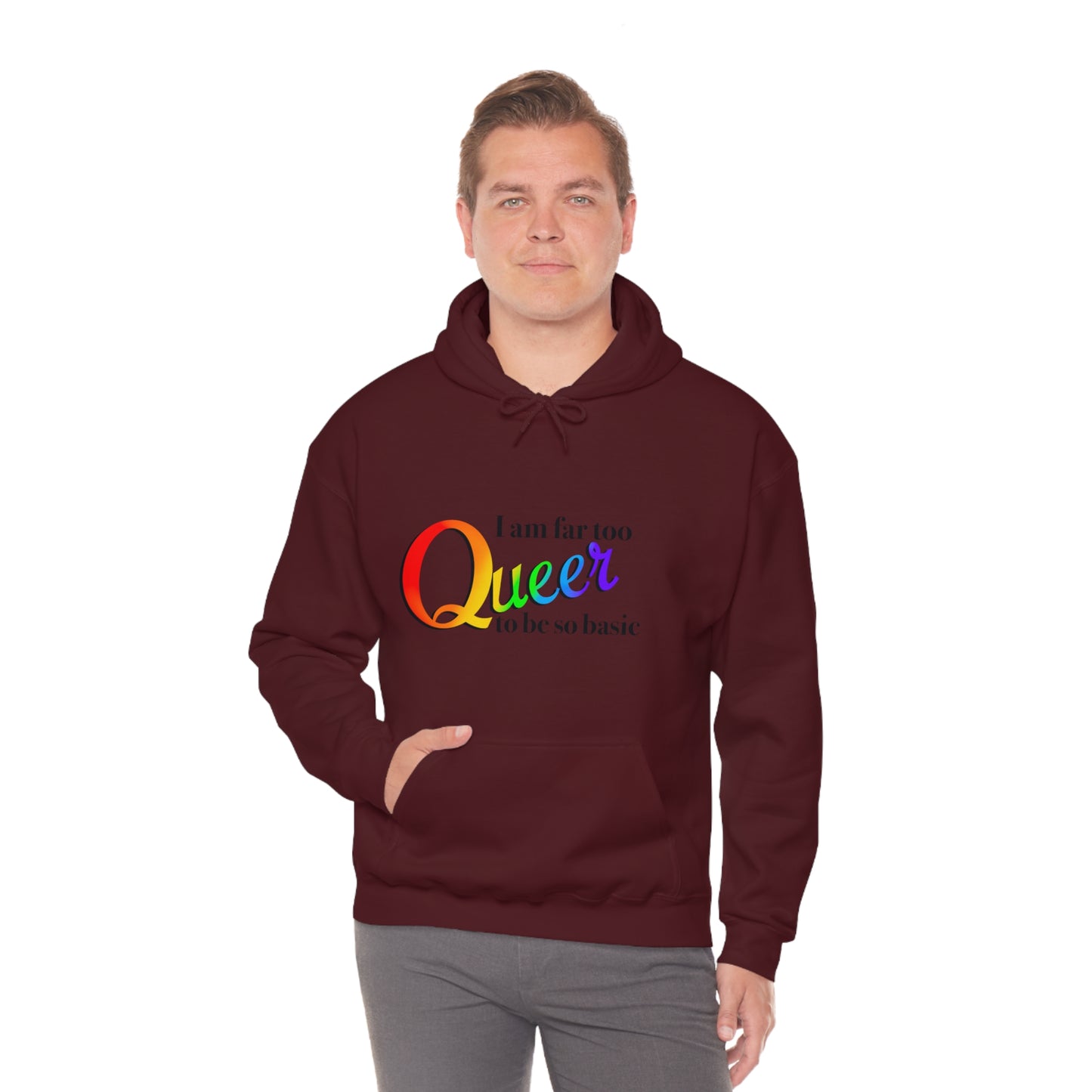 Far too queer Pride Unisex Heavy Blend™ Hooded Sweatshirt Hoodie Printify   