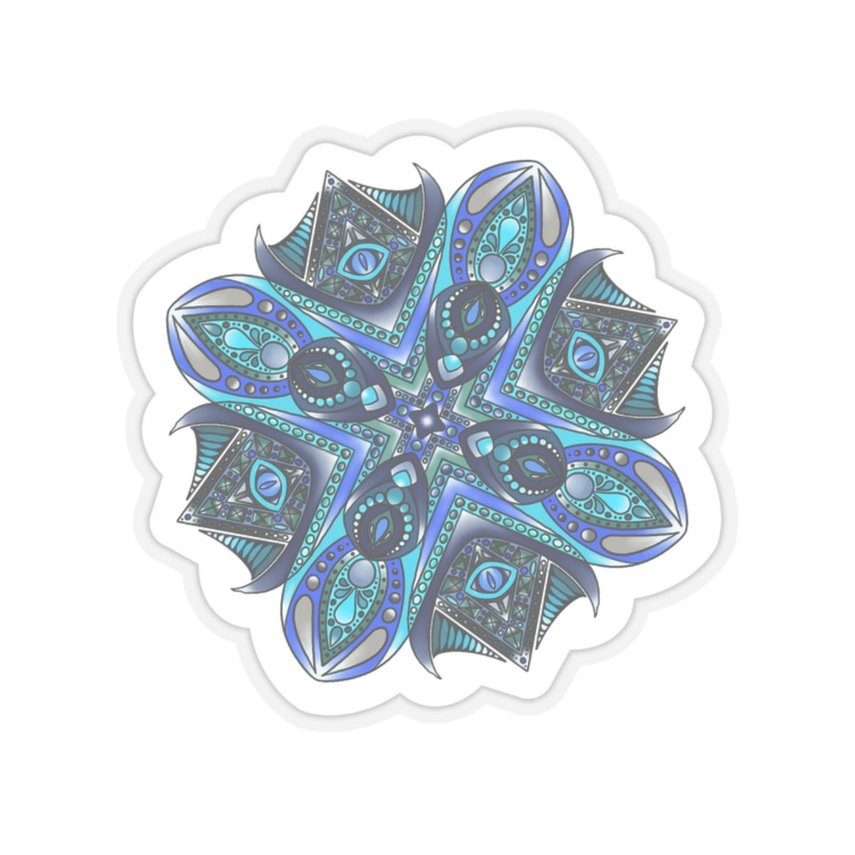 Deep Blue mandala Kiss-Cut Sticker Paper products Printify   