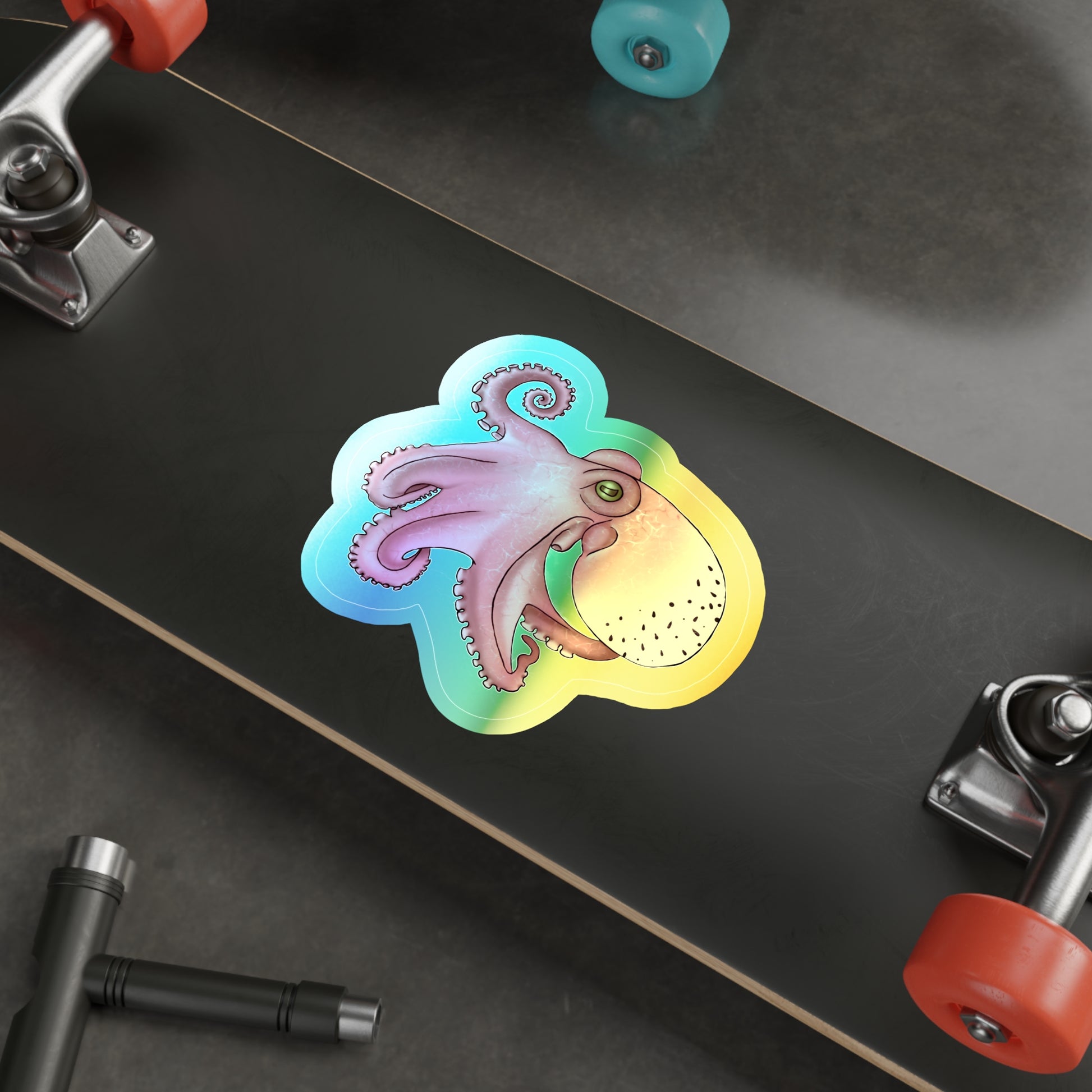 Octopus Holographic Die-cut Sticker Paper products Printify   