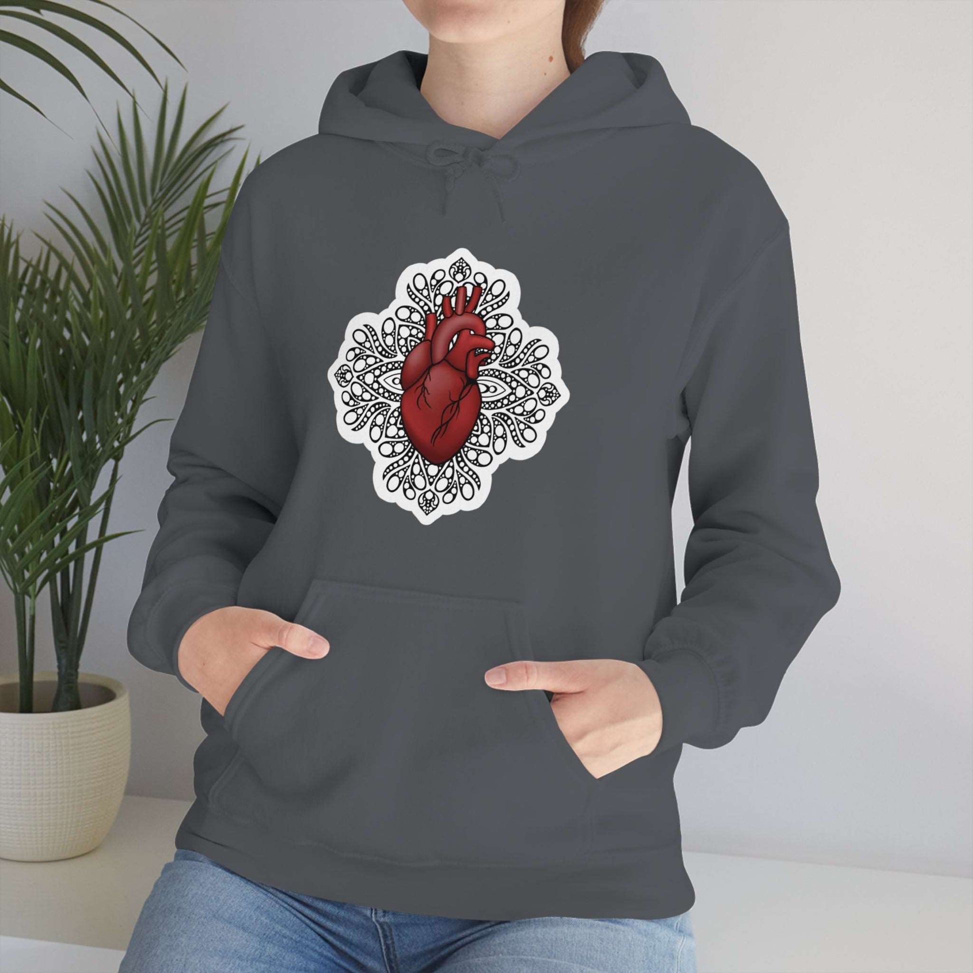 Anatomical Heart Mandala Unisex Heavy Blend™ Hooded Sweatshirt Hoodie Printify   