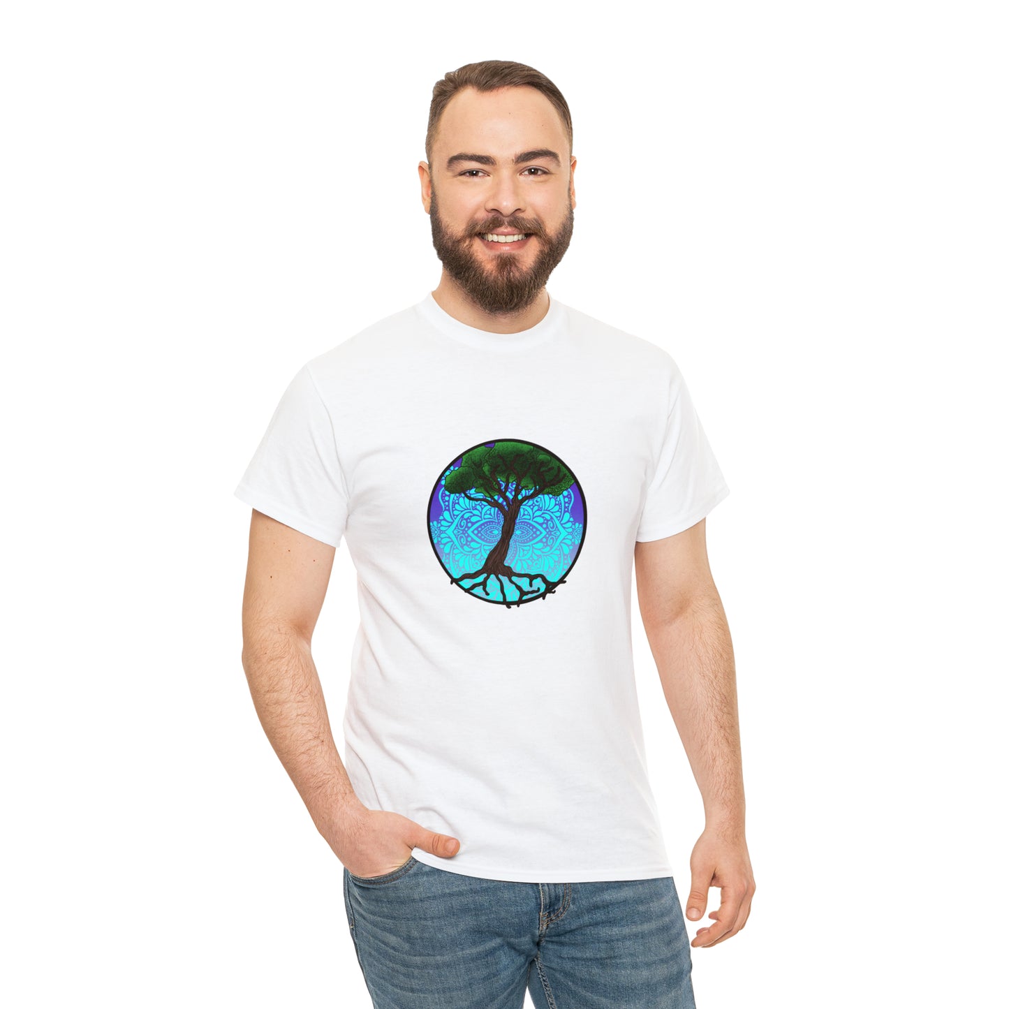 Tree of life Mandala Unisex Heavy Cotton Tee T-Shirt Printify   