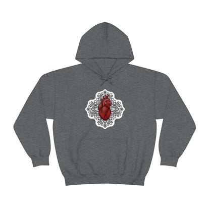 Anatomical Heart Mandala Unisex Heavy Blend™ Hooded Sweatshirt Hoodie Printify Dark Heather S 