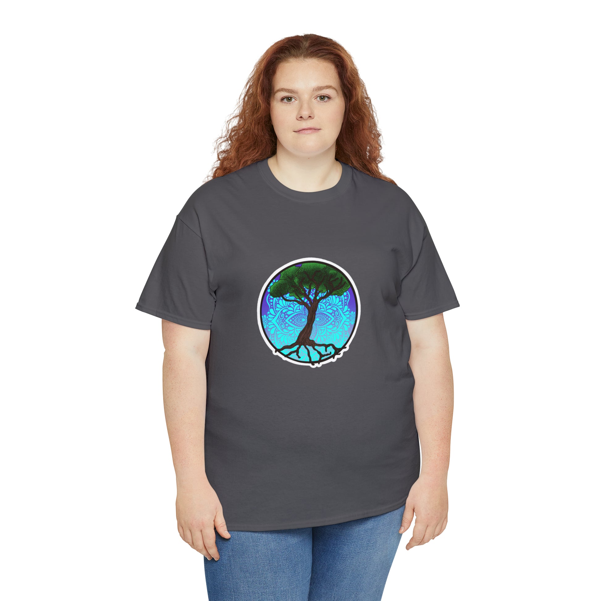 Tree of life Mandala Unisex Heavy Cotton Tee T-Shirt Printify   