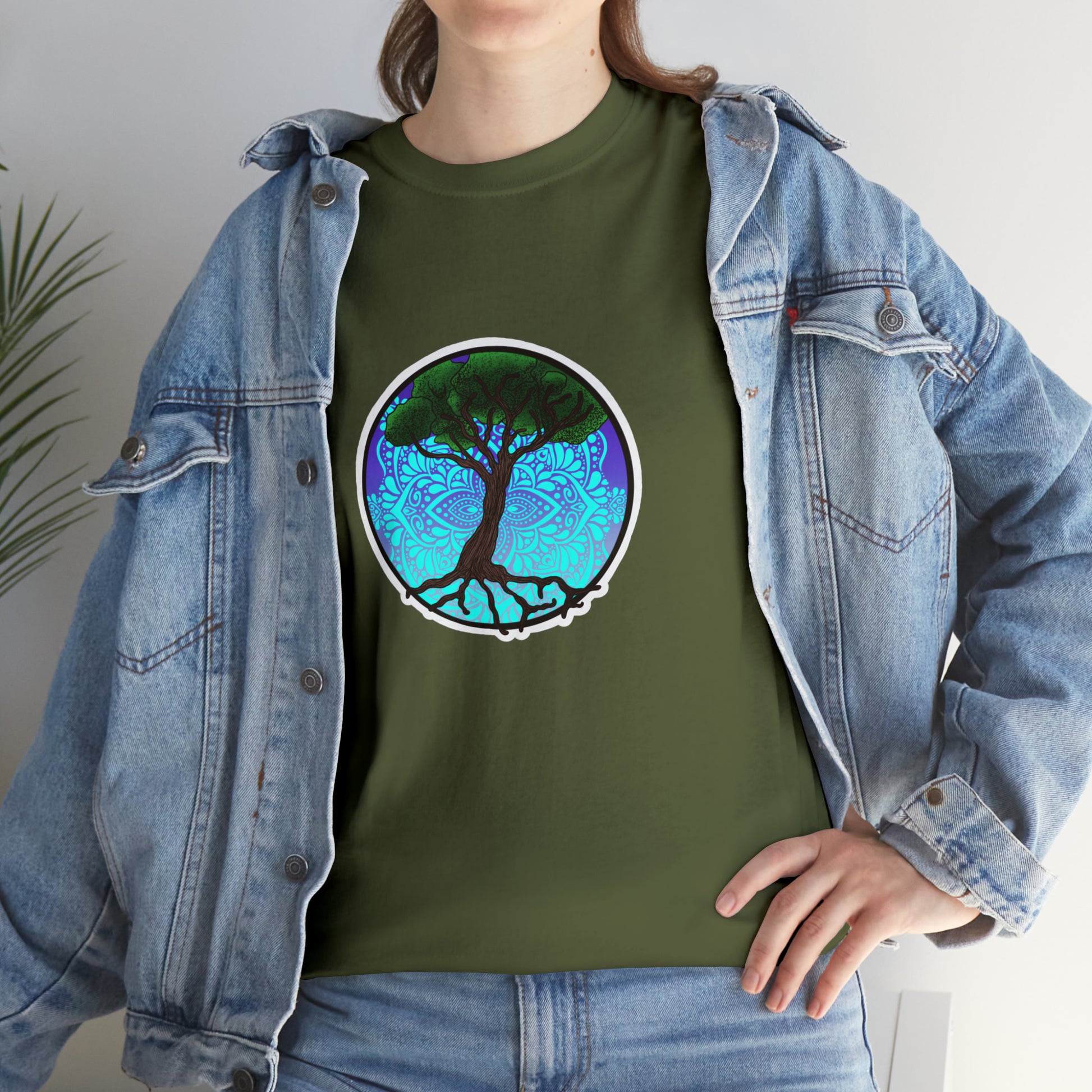 Tree of life Mandala Unisex Heavy Cotton Tee T-Shirt Printify   