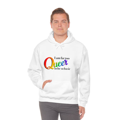 Far too queer Pride Unisex Heavy Blend™ Hooded Sweatshirt Hoodie Printify   