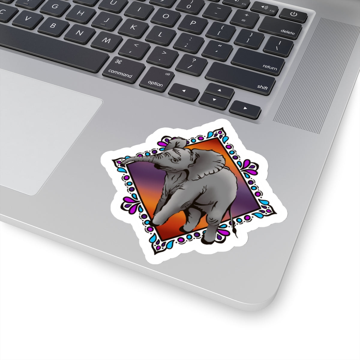 Baby elephant sunrise Kiss-Cut Sticker Paper products Printify 4" × 4" White 