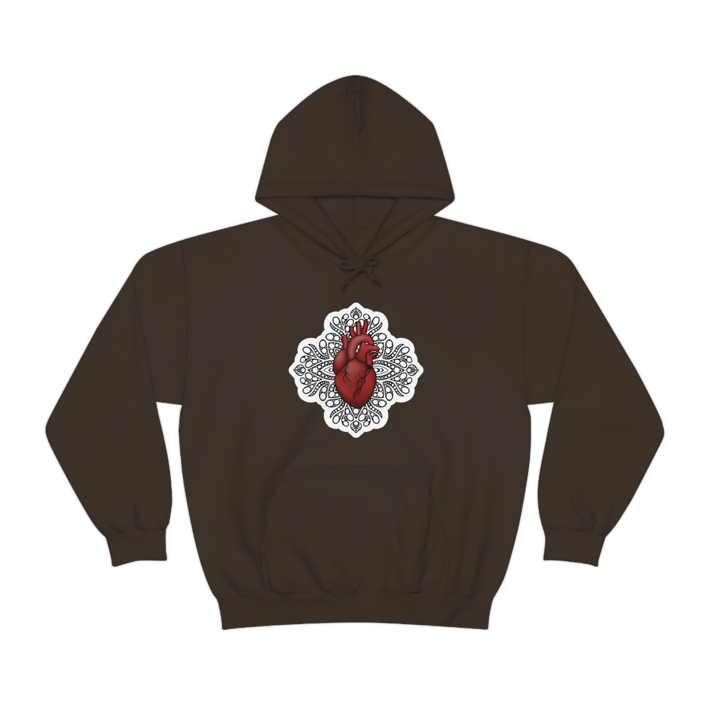 Anatomical Heart Mandala Unisex Heavy Blend™ Hooded Sweatshirt Hoodie Printify Dark Chocolate S 